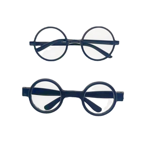 Classic black round lensless glasses frames in thick and thin styles for costume parties