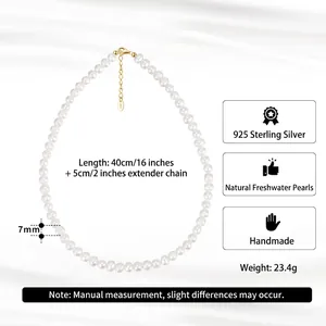 Baroque natural freshwater pearl necklace with adjustable 925 silver clasp and gold finish