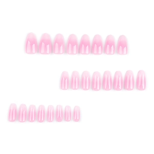 Classic French pink gradient artificial nails, set of 24 pieces in various sizes