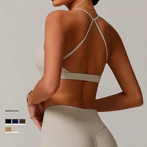 Quick-dry V-neck yoga bra and scrunch leggings set with cross back in five colors