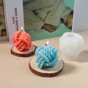 Molde de silicona para velas DIY con diseño de ovillo para yeso y cera artesanal