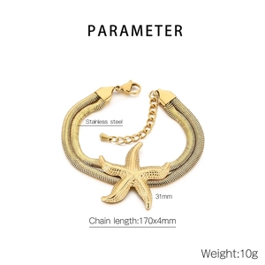 Detailed view of starfish pendant and double-layer snake chain with lobster clasp