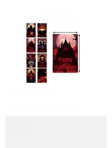 Detailed size specifications for Halloween vampire party invitation cards with dimensions
