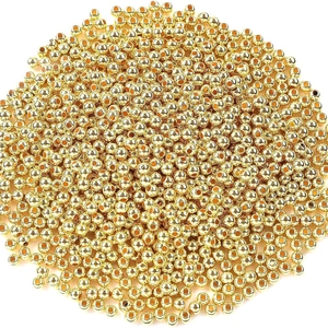 Bulk gold metallic round smooth spacer beads for jewelry making and DIY bracelets