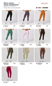 Close-up of high-waist yoga leggings available in 10 vibrant colors with elastic fabric