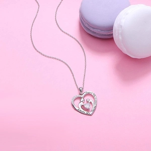 S925 sterling silver heart necklace with Always My Mother Forever My Friend engraving