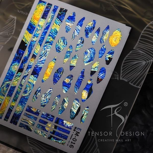 Metallic Starry Night nail art sticker EM-016 with premium gold electroplating texture