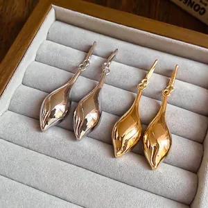 Liquid Metal Water Drop Dangle Earrings For Women Teardrop Minimalist High Polish With 925 Sterling Silver Earring Post
