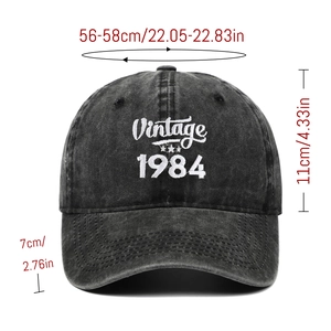 Detail view of 1984 vintage baseball cap showing specific size dimensions and measurements