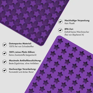 Detail of purple star silicone mold made of BPA-free platinum silicone with non-stick coating
