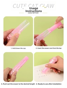 Detailed step-by-step assembly guide for the cat paw retractable eraser mechanism