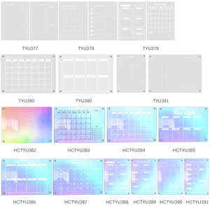 Macro display of clear and colorful acrylic magnetic weekly planners for refrigerators