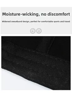 Close-up of a widened sweatband on a vintage baseball cap with breathable fabric detail