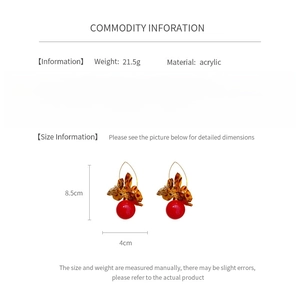 Detailed size chart showing 8.5cm height and 4cm width of acrylic leopard floral earrings
