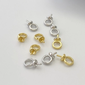 Detail of 18K gold and silver plated stud earring bases for pearl jewelry making