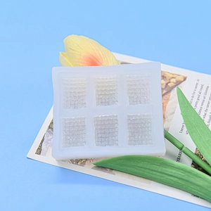 6-cavity rectangular silicone mold with grid texture for DIY baking and desserts