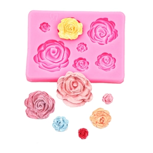 Pink 3D rose flower silicone mold for DIY cake decoration and handmade chocolate