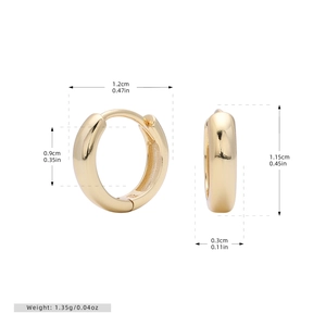 Technical diagram showing 12mm outer diameter and 925 stamp on gold hoop earrings
