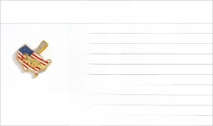Detailed size specifications for US flag map pendant with iced-out rhinestone details