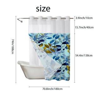 Detailed size chart of waffle shower curtain showing 180cm width and 188cm height