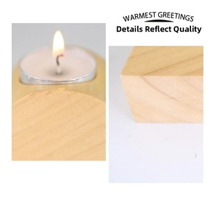 Detail of pine heart-shaped tealight holder showing natural wood grain and warm candlelight