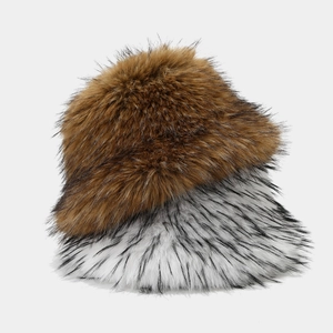 Bobs en fausse fourrure pelucheuse marron et blanc, chapeaux d'hiver épais et chauds