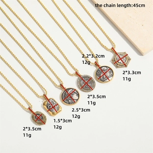Ethnic style geometric oval pendant necklaces in vintage gold finish set for women