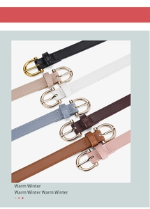 Detailed view of colorful PU leather belts with golden D-rings in multiple fashion shades