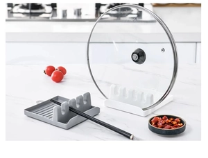 Organizzatore da cucina per coperchi e cucchiai con vassoio antigoccia a più fessure