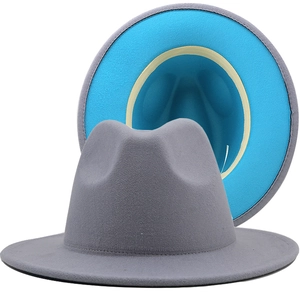 Two Tone Fedora Hat Cotton Polyester Felt Wide Brim Flat Vintage Jazz Style Elegant Unisex Outfits Accessories