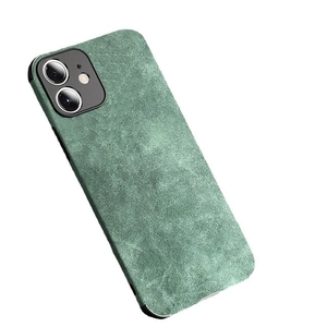 Dark green faux leather phone case with retro matte texture for iPhone 13 models