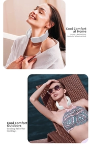 Detail of white ergonomic neck cooling ring for indoor and outdoor portable heat relief