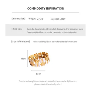 Detailed view of drop-shaped zircon bangle dimensions measuring 18cm long and 2.5cm wide