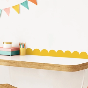 Yellow scalloped border PVC wall sticker for classroom and kids room wall decoration