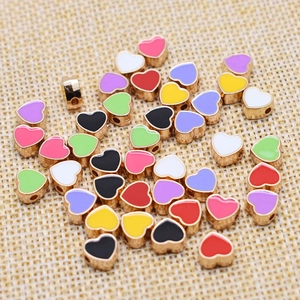 Heart Enamel Alloy Beads Double Sided Oil Drop Spacer Charms For DIY Jewelry Making Bracelet Necklace