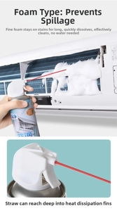 Macro shot of air conditioner foam cleaner with long nozzle spray and cleaning foam