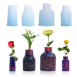 Silicone Vase Mold DIY Resin Casting Striped Ribbed Epoxy Flower Pot Container Nordic Desktop Decoration Crafting Tools