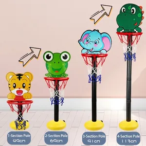 Adjustable kids basketball hoop with animal backboards from 49cm to 113cm height