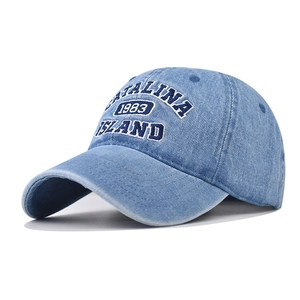 Vintage washed light blue denim baseball cap with Catalina 1983 navy embroidery