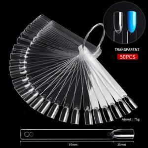 Fan Shaped Nail Polish Color Chart Swatch Sticks Plastic Display Palette With Metal Ring For Manicure Training Practice