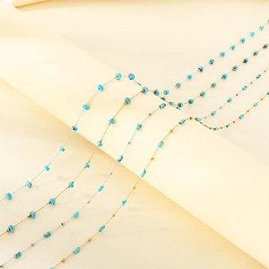 Collar Y Pulsera De Acero Inoxidable Minimalista Con Cuentas De Vidrio Estilo Turquesa Joyería Ajustable Para Mujer