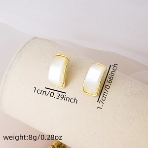 Detailed dimensions of opal geometric drop earrings with gold finish and 925 silver posts