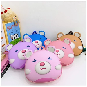 Detailed collection of colorful 3D cartoon bear backpacks for toddlers in various colors
