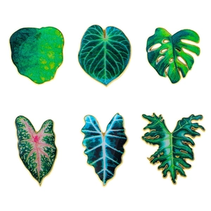 Enamel Tropical Plant Leaf Brooch Zinc Alloy Simulation Lotus Leaf Badge Cartoon Green Floral Pin For Women Clothing Decor