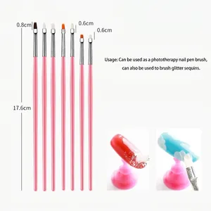20-piece pink nail art brush set for professional painting, drawing, and DIY manicure