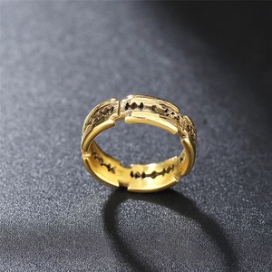 Creative gold blade hollow ring made of titanium steel with minimalist design