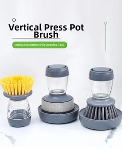 Ensemble de brosses de cuisine avec distributeur de savon et trois têtes de brosse de rechange