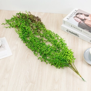 Hanging artificial succulent vine with green pearl beads for wall home decoration