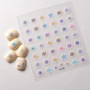 Adesivi per unghie 3D fiori bohémien con toni macaron e trama di diamanti di cristallo