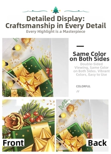 Double-sided Christmas window stickers with festive pine needles and golden gift box